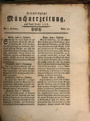 Münchner Zeitung (Süddeutsche Presse) Dienstag 3. Februar 1778