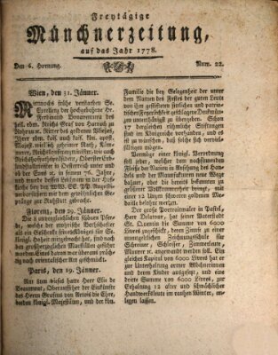 Münchner Zeitung (Süddeutsche Presse) Freitag 6. Februar 1778