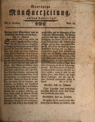 Münchner Zeitung (Süddeutsche Presse) Montag 9. Februar 1778