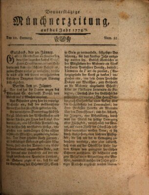 Münchner Zeitung (Süddeutsche Presse) Donnerstag 12. Februar 1778