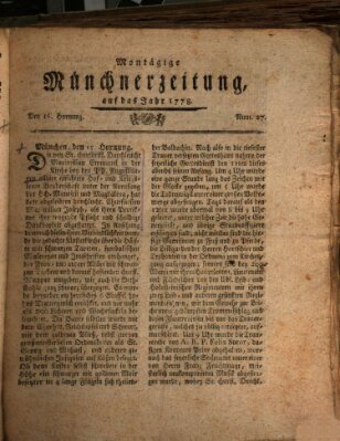 Münchner Zeitung (Süddeutsche Presse) Montag 16. Februar 1778