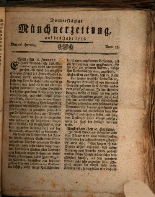 Münchner Zeitung (Süddeutsche Presse) Donnerstag 26. Februar 1778