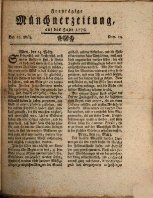 Münchner Zeitung (Süddeutsche Presse) Freitag 27. März 1778