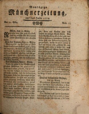 Münchner Zeitung (Süddeutsche Presse) Montag 30. März 1778