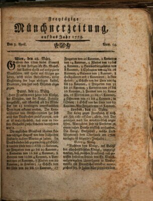 Münchner Zeitung (Süddeutsche Presse) Freitag 3. April 1778