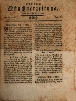 Münchner Zeitung (Süddeutsche Presse) Montag 27. April 1778