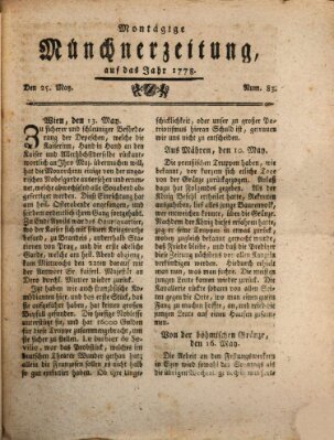 Münchner Zeitung (Süddeutsche Presse) Montag 25. Mai 1778