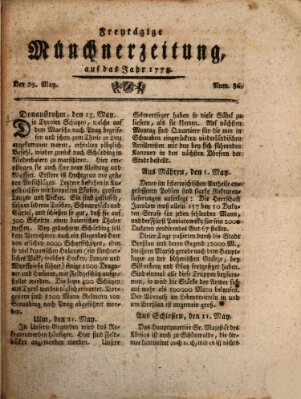 Münchner Zeitung (Süddeutsche Presse) Freitag 29. Mai 1778