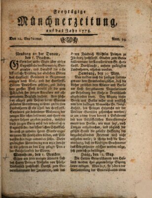 Münchner Zeitung (Süddeutsche Presse) Freitag 12. Juni 1778