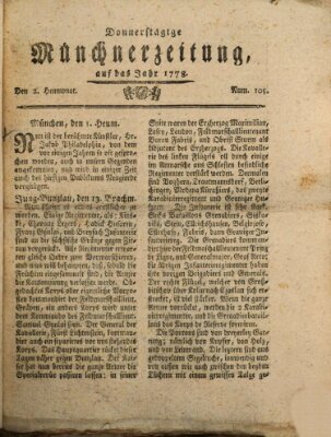 Münchner Zeitung (Süddeutsche Presse) Donnerstag 2. Juli 1778