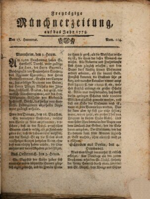 Münchner Zeitung (Süddeutsche Presse) Freitag 17. Juli 1778