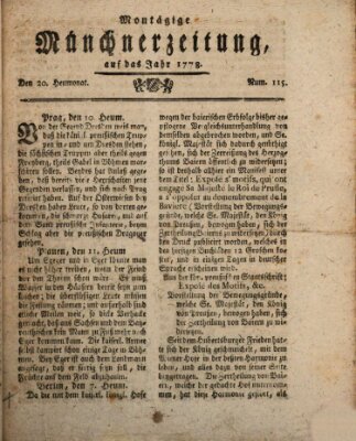 Münchner Zeitung (Süddeutsche Presse) Montag 20. Juli 1778