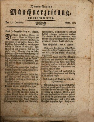 Münchner Zeitung (Süddeutsche Presse) Donnerstag 23. Juli 1778