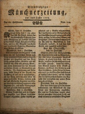 Münchner Zeitung (Süddeutsche Presse) Dienstag 22. September 1778