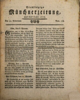 Münchner Zeitung (Süddeutsche Presse) Dienstag 20. Oktober 1778