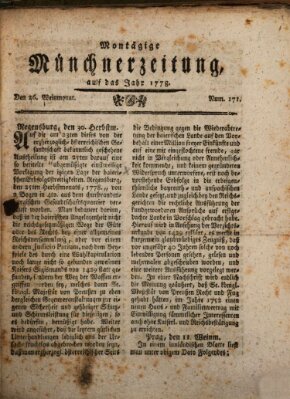 Münchner Zeitung (Süddeutsche Presse) Montag 26. Oktober 1778