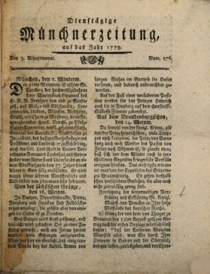 Münchner Zeitung (Süddeutsche Presse) Dienstag 3. November 1778