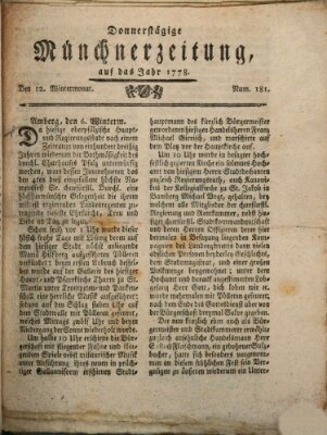 Münchner Zeitung (Süddeutsche Presse) Donnerstag 12. November 1778