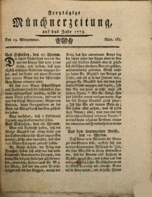 Münchner Zeitung (Süddeutsche Presse) Freitag 13. November 1778