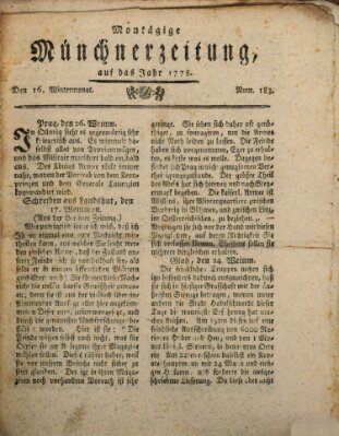 Münchner Zeitung (Süddeutsche Presse) Montag 16. November 1778