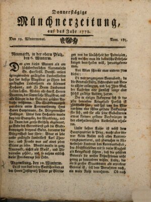 Münchner Zeitung (Süddeutsche Presse) Donnerstag 19. November 1778