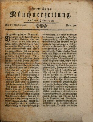 Münchner Zeitung (Süddeutsche Presse) Freitag 27. November 1778