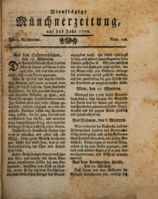 Münchner Zeitung (Süddeutsche Presse) Dienstag 1. Dezember 1778