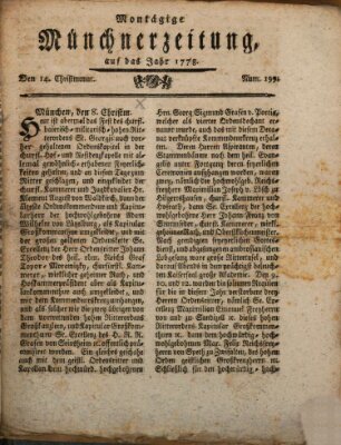 Münchner Zeitung (Süddeutsche Presse) Montag 14. Dezember 1778