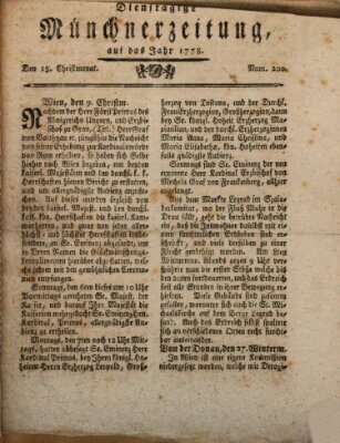 Münchner Zeitung (Süddeutsche Presse) Dienstag 15. Dezember 1778