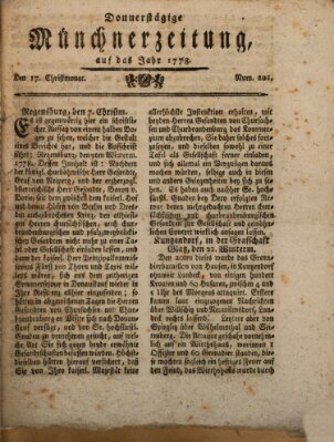 Münchner Zeitung (Süddeutsche Presse) Donnerstag 17. Dezember 1778