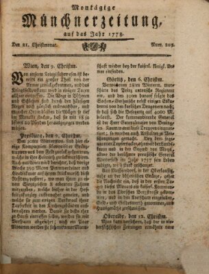 Münchner Zeitung (Süddeutsche Presse) Montag 21. Dezember 1778