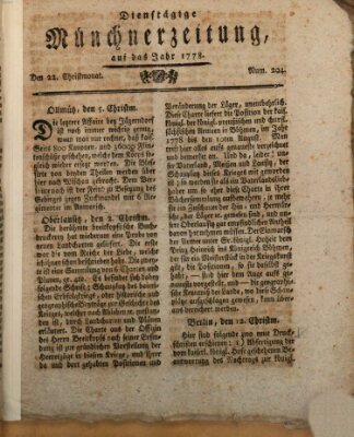 Münchner Zeitung (Süddeutsche Presse) Dienstag 22. Dezember 1778