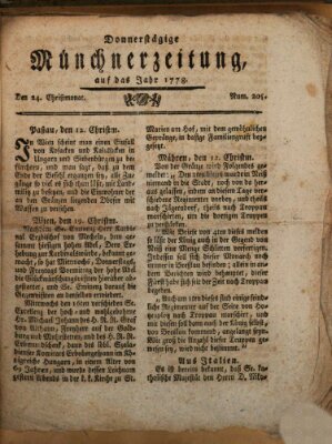 Münchner Zeitung (Süddeutsche Presse) Donnerstag 24. Dezember 1778