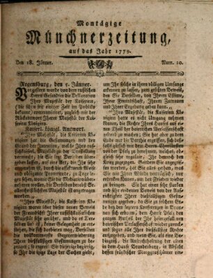 Münchner Zeitung (Süddeutsche Presse) Montag 18. Januar 1779