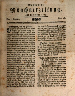 Münchner Zeitung (Süddeutsche Presse) Montag 1. Februar 1779