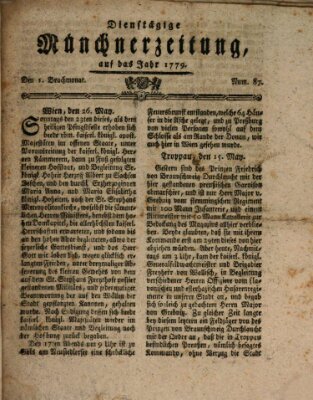 Münchner Zeitung (Süddeutsche Presse) Dienstag 1. Juni 1779