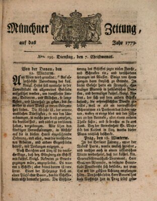 Münchner Zeitung (Süddeutsche Presse) Dienstag 7. Dezember 1779