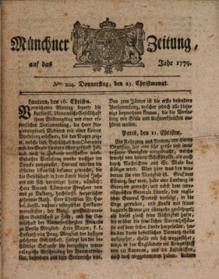 Münchner Zeitung (Süddeutsche Presse) Donnerstag 23. Dezember 1779