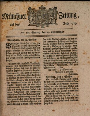 Münchner Zeitung (Süddeutsche Presse) Montag 27. Dezember 1779