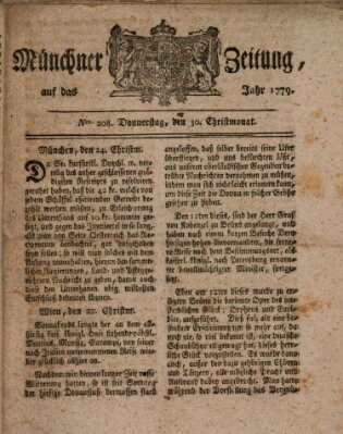 Münchner Zeitung (Süddeutsche Presse) Donnerstag 30. Dezember 1779