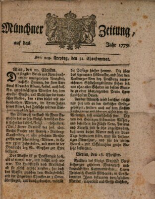 Münchner Zeitung (Süddeutsche Presse) Freitag 31. Dezember 1779