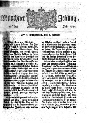 Münchner Zeitung (Süddeutsche Presse) Donnerstag 6. Januar 1780