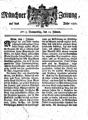 Münchner Zeitung (Süddeutsche Presse) Donnerstag 13. Januar 1780