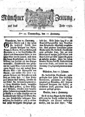 Münchner Zeitung (Süddeutsche Presse) Donnerstag 17. Februar 1780