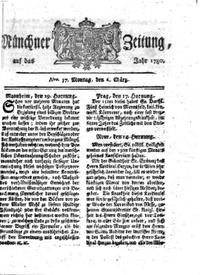 Münchner Zeitung (Süddeutsche Presse) Montag 6. März 1780