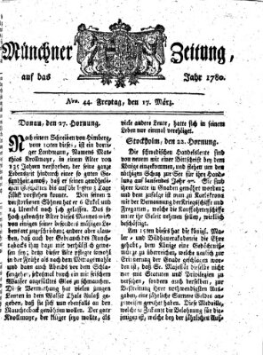 Münchner Zeitung (Süddeutsche Presse) Freitag 17. März 1780