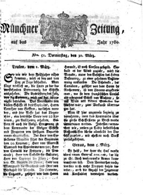 Münchner Zeitung (Süddeutsche Presse) Donnerstag 30. März 1780