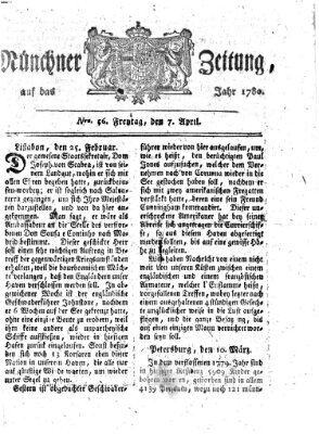 Münchner Zeitung (Süddeutsche Presse) Freitag 7. April 1780