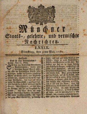 Münchner staats-, gelehrte, und vermischte Nachrichten (Süddeutsche Presse) Dienstag 30. Mai 1780