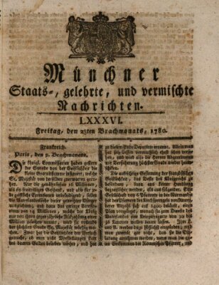 Münchner staats-, gelehrte, und vermischte Nachrichten (Süddeutsche Presse) Freitag 23. Juni 1780